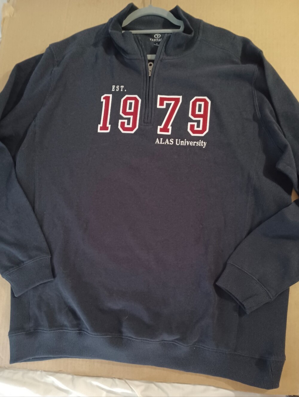 Vantage Crewneck ALAS University Est. 1979 1/4 zip Sweatshirt Men’s XL Navy Blue